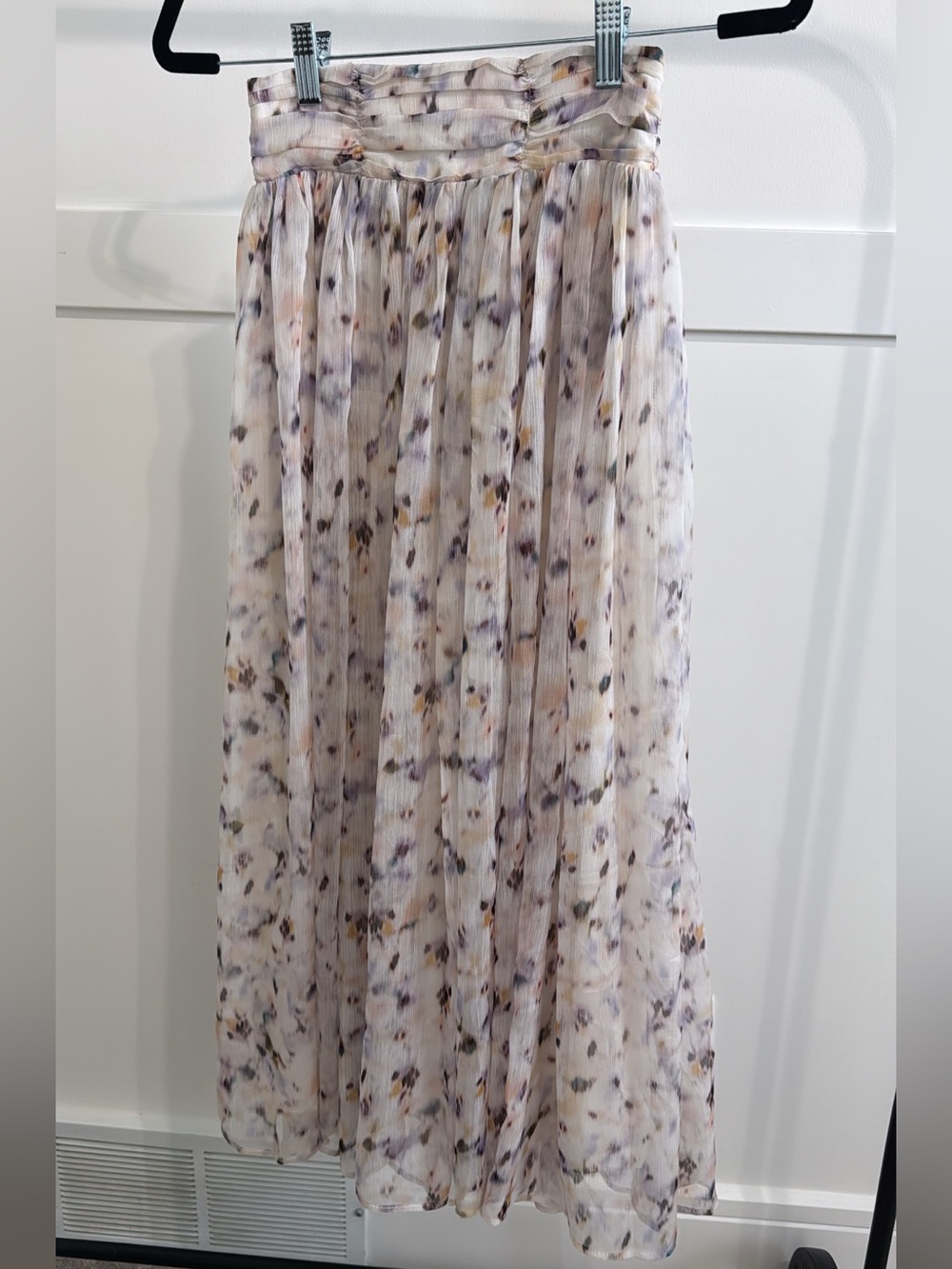 H&M Cream Floral Pleated Midi Skirt